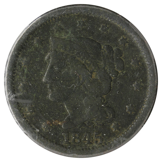 1845 Short Top 5 USA Cent (Toned)