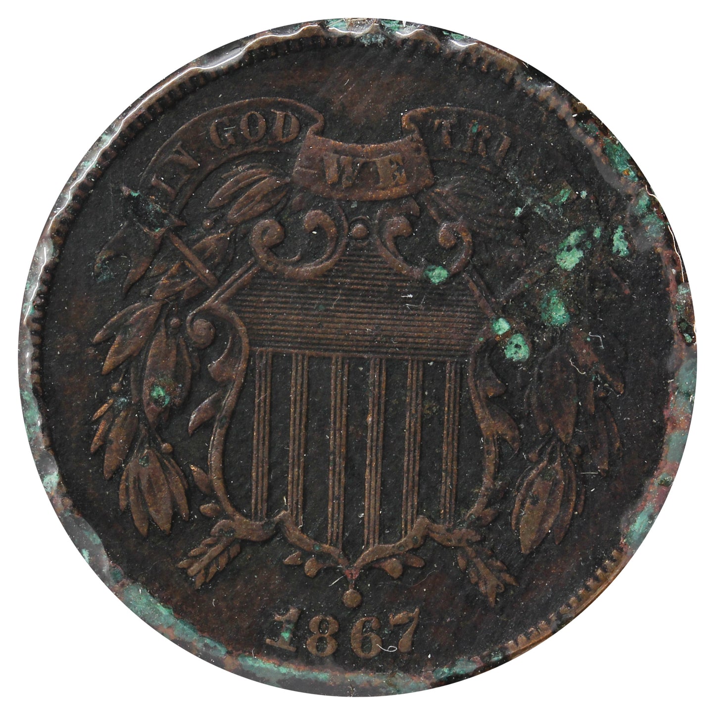 1867 USA 2 Cents VF-EF (F15) Impaired