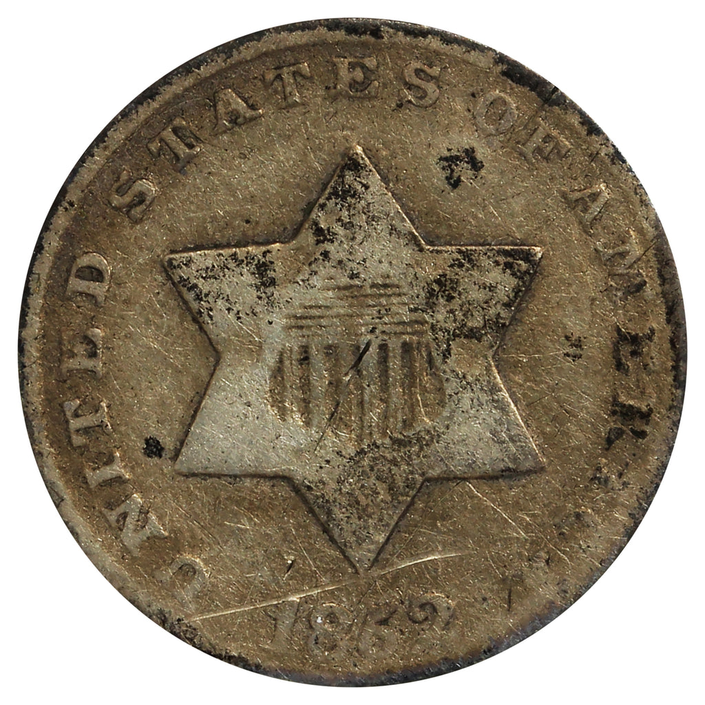 1852 USA 3 Cents (Bent)