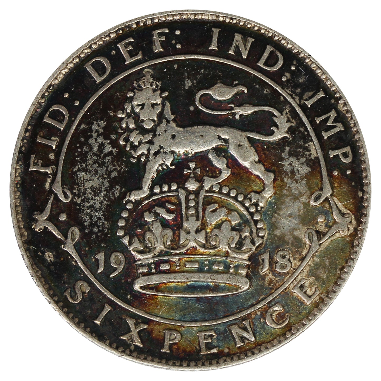 Great Britain 1918 6 Pence Almost Uncirculated (AU50) Toned