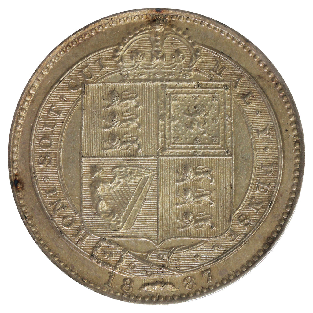 Great Britain 1887 Shilling Almost Uncirculated (AU50) Impaired