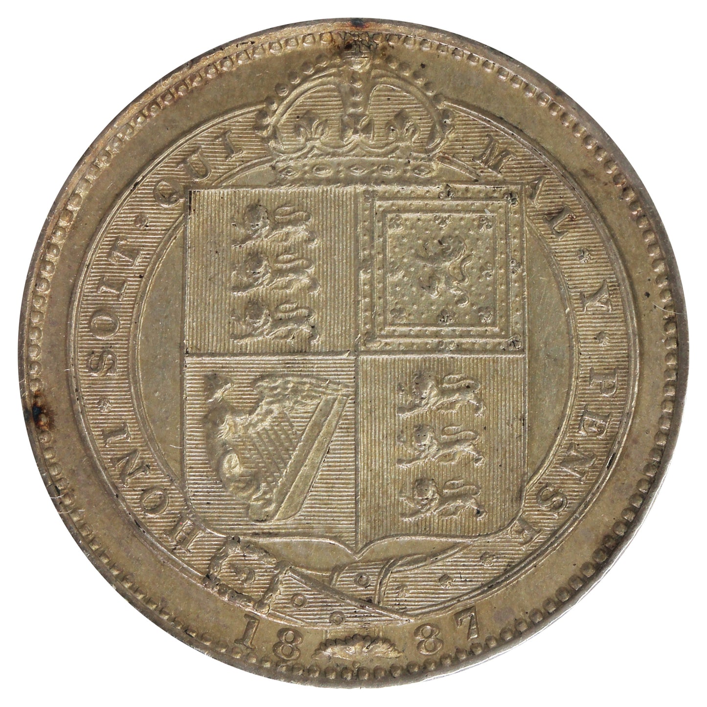 Great Britain 1887 Shilling Almost Uncirculated (AU50) Impaired