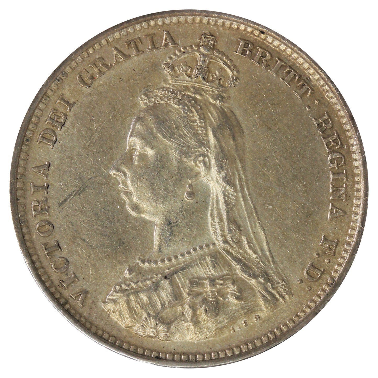 Great Britain 1887 Shilling Almost Uncirculated (AU50) Impaired