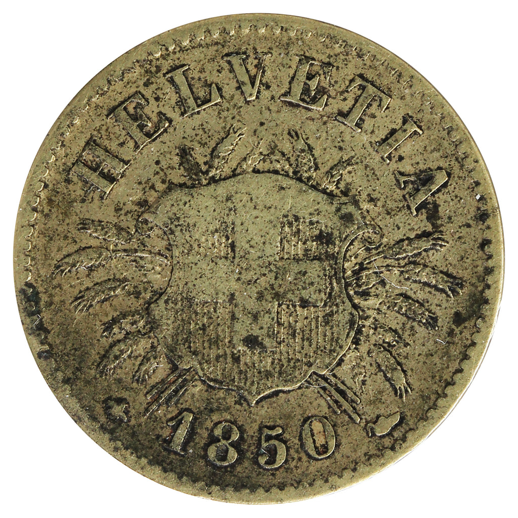 Switzerland 1850 5 Rappen Fine (F12) Impaired