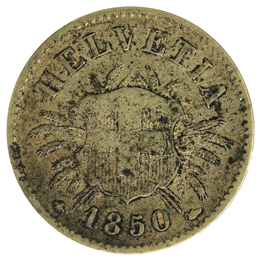 Switzerland 1850 5 Rappen Fine (F12) Impaired
