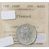 1899 Canada 25-cents ICCS Certified AU-50 Cleaned