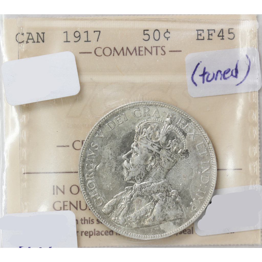 1917 Canada 50-cents ICCS Certified EF-45 (Toned)