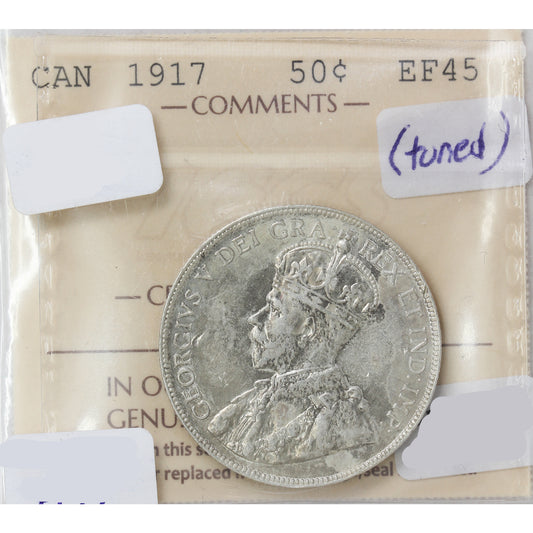 1917 Canada 50-cents ICCS Certified EF-45 (Toned)