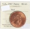 Great Britain 1967 Penny ICCS Certified MS65 Red