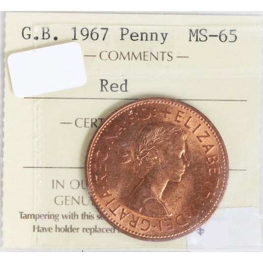 Great Britain 1967 Penny ICCS Certified MS65 Red