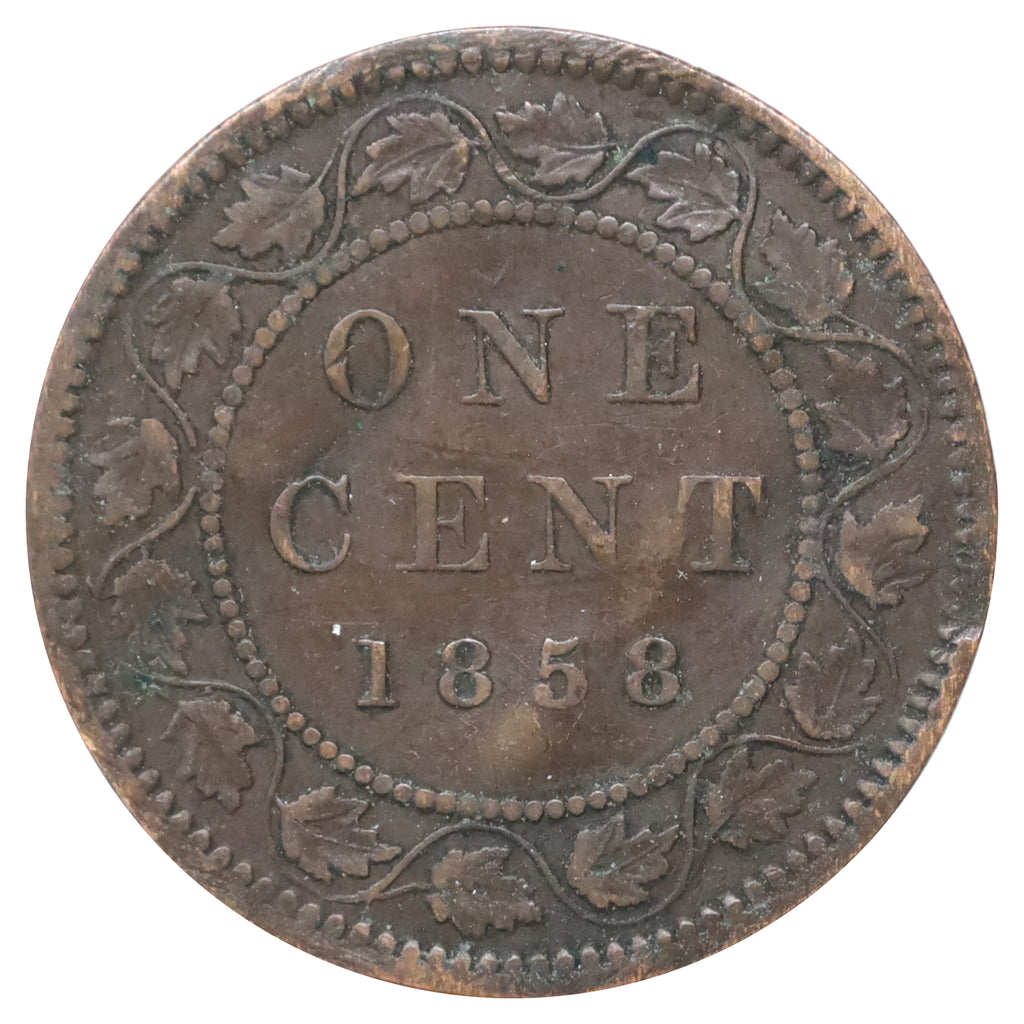 1858 Canada 1-cent Very Fine (VF20) Scratched, marks, or impaired