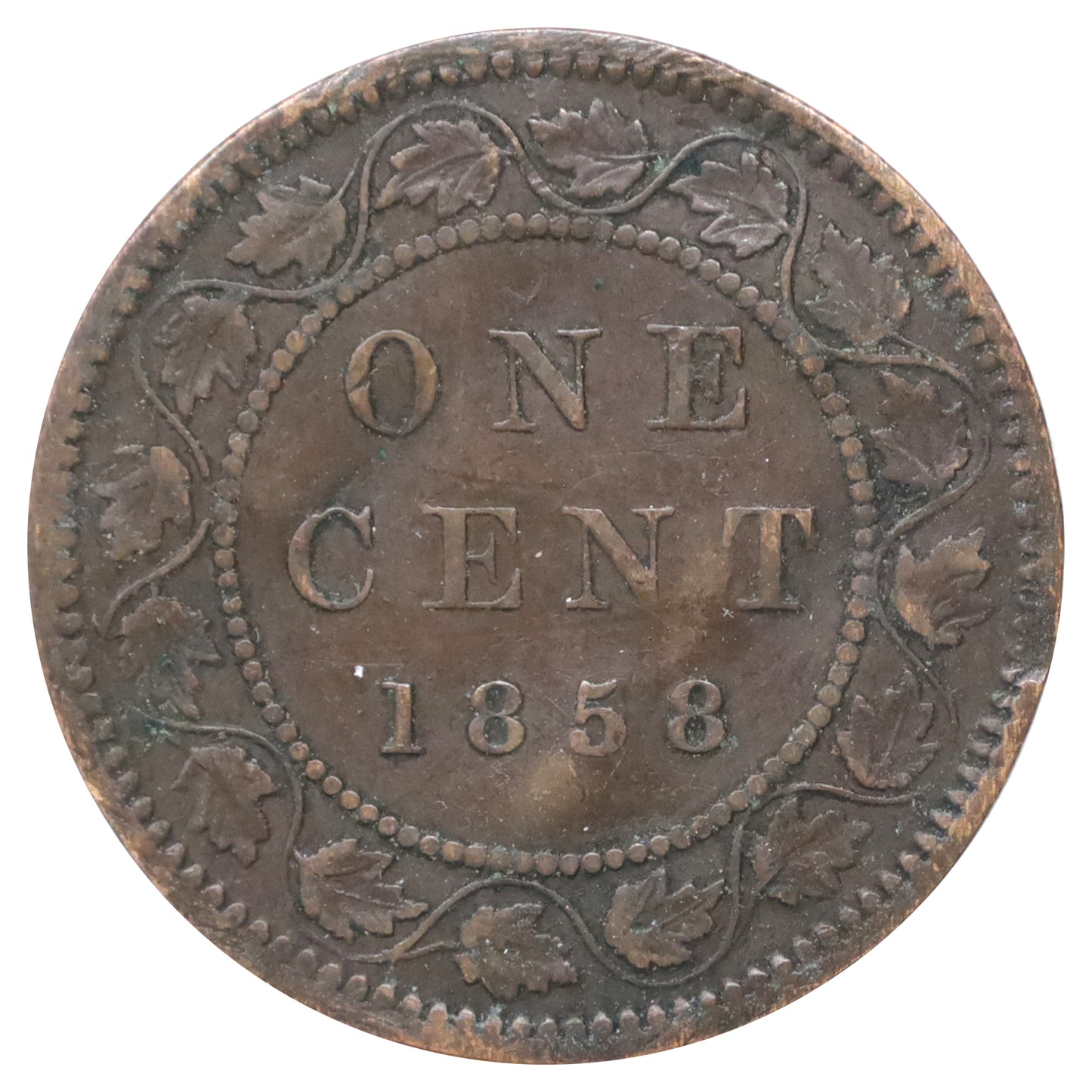 1858 Canada 1-cent Very Fine (VF20) Scratched, marks, or impaired