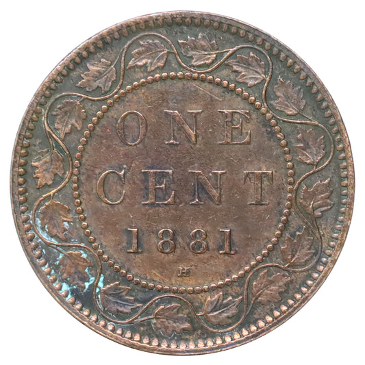 1881H Obv. 1 Canada 1-cent VF-EF (VF30) Scratched, marks, or impaired