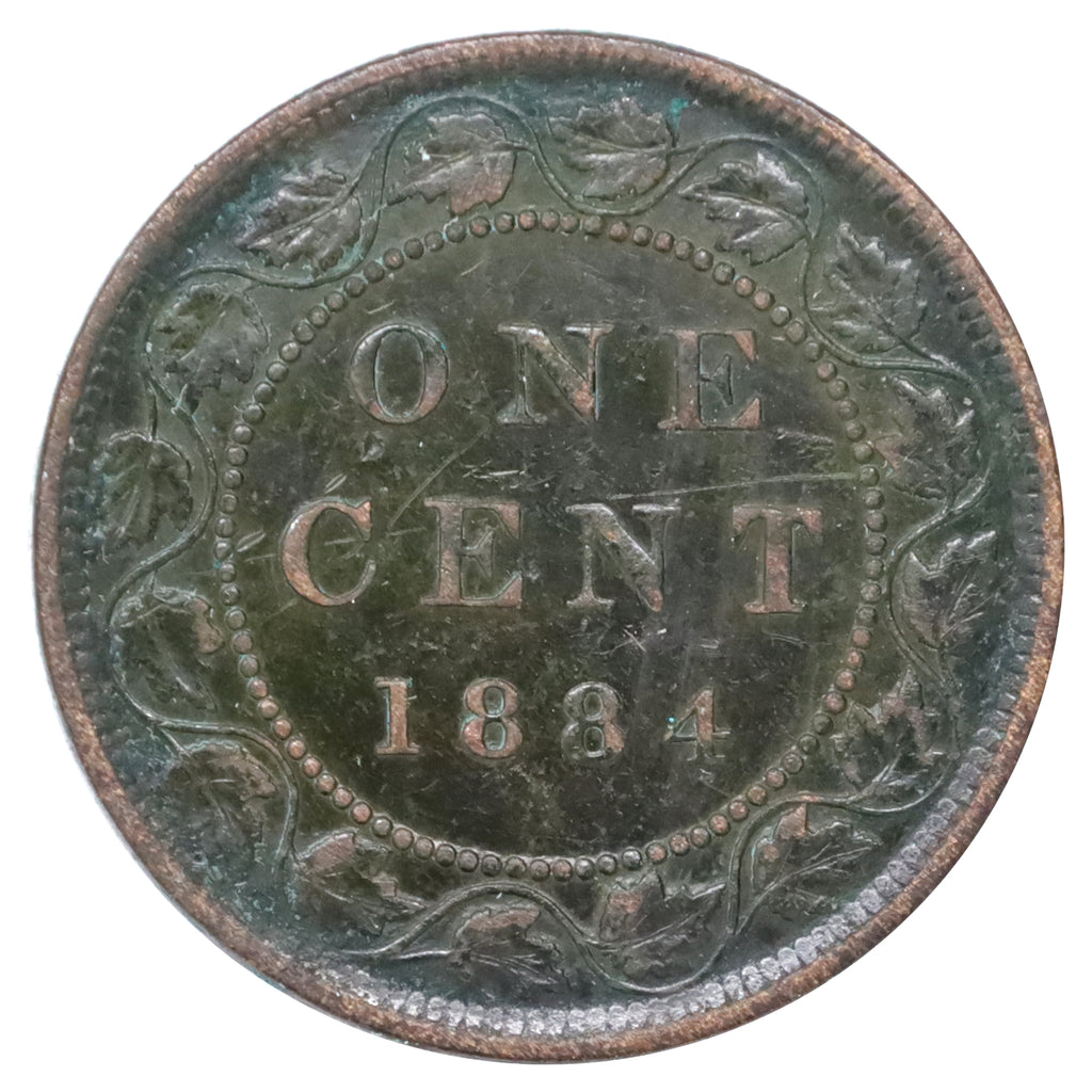 1884 Obv. 2 Canada 1-cent Extra Fine (EF40) Scratched, marks, or impaired