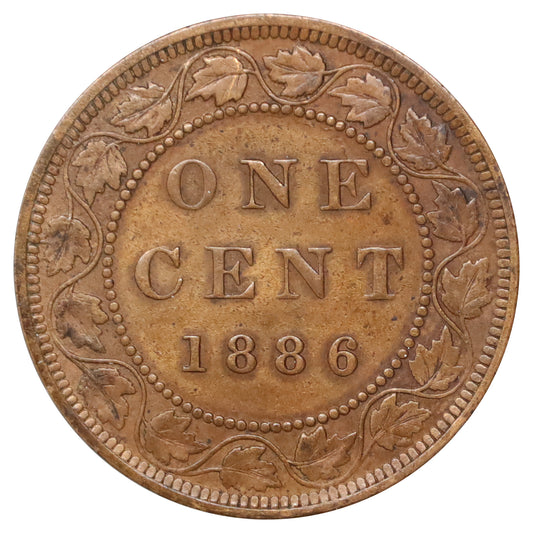 1886 Obv. 2 Canada 1-cent Extra Fine (EF40) Scratched, marks, or impaired