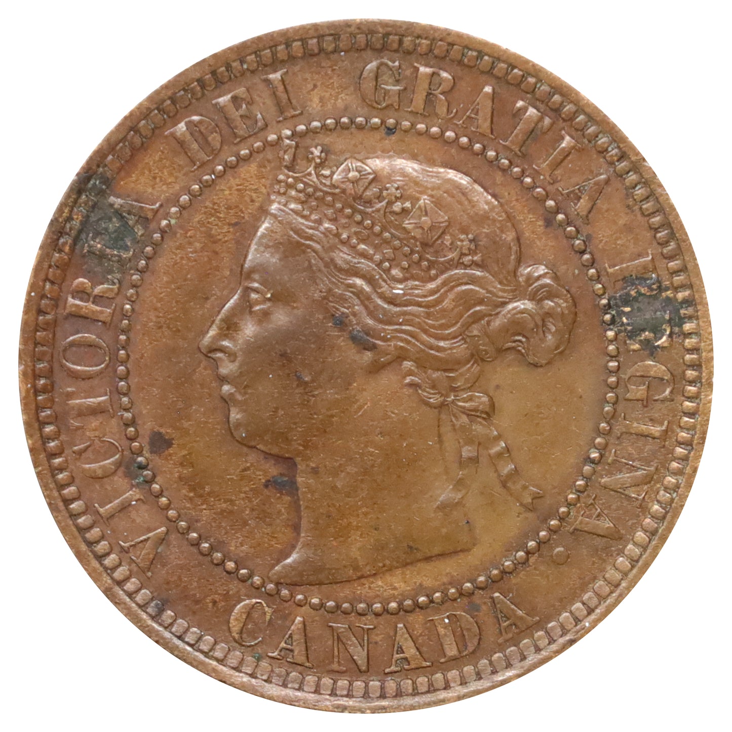 1886 Obv. 2 Canada 1-cent Extra Fine (EF40) Scratched, marks, or impaired