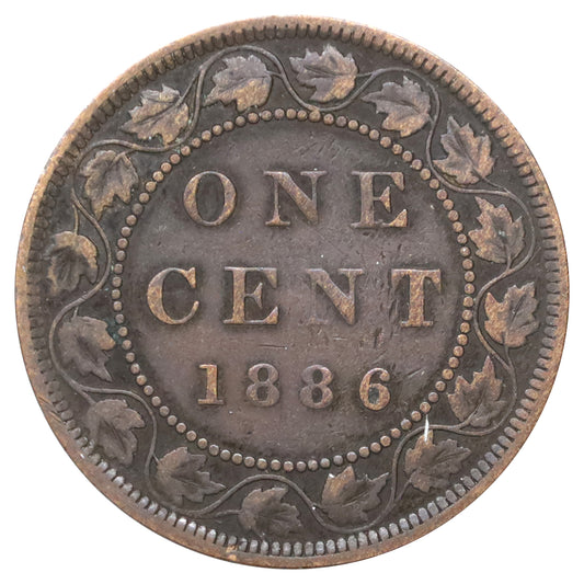 1886 Obv. 1a Canada 1-cent F-VF (F15) Scratched, marks, or impaired