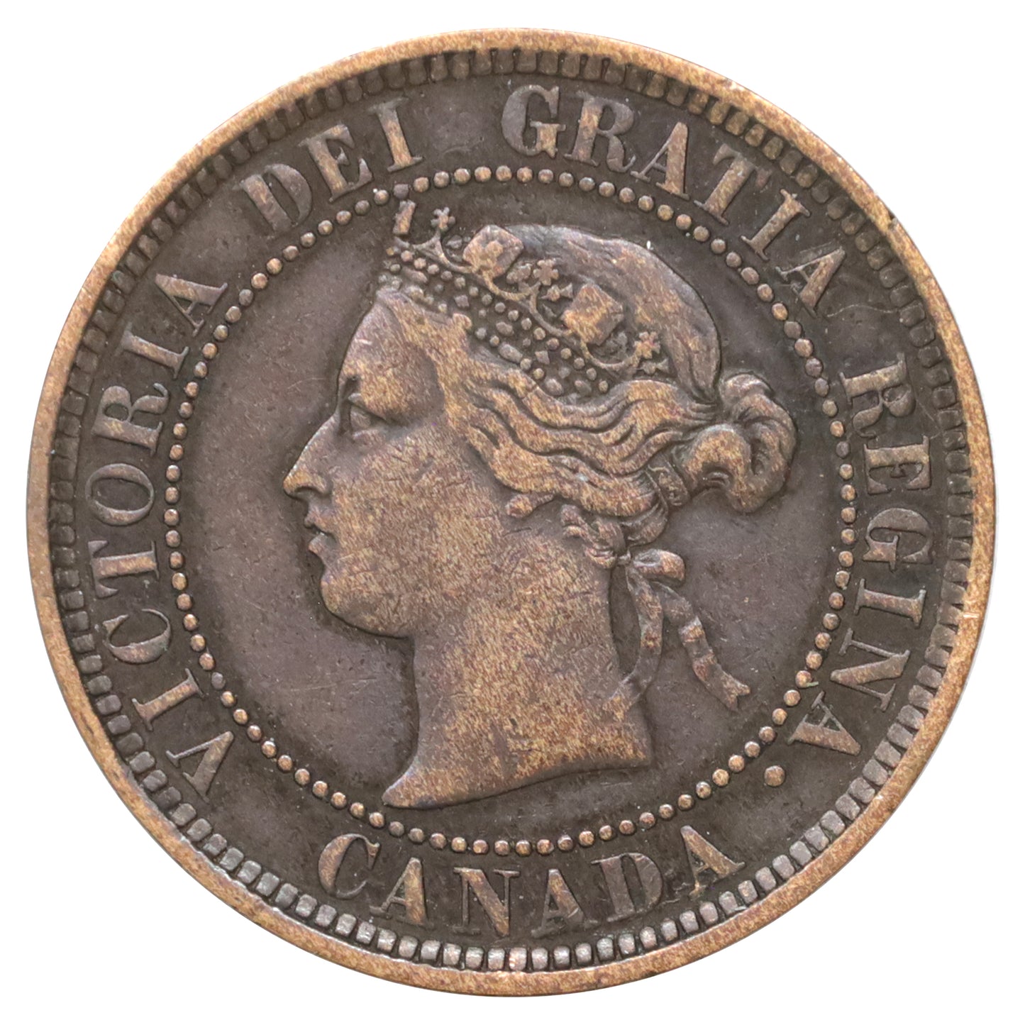 1886 Obv. 1a Canada 1-cent F-VF (F15) Scratched, marks, or impaired