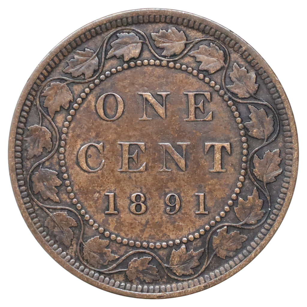 1891 SDLL Obv. 2 Canada 1-cent VF-EF (VF30) Scratched, marks, or impaired
