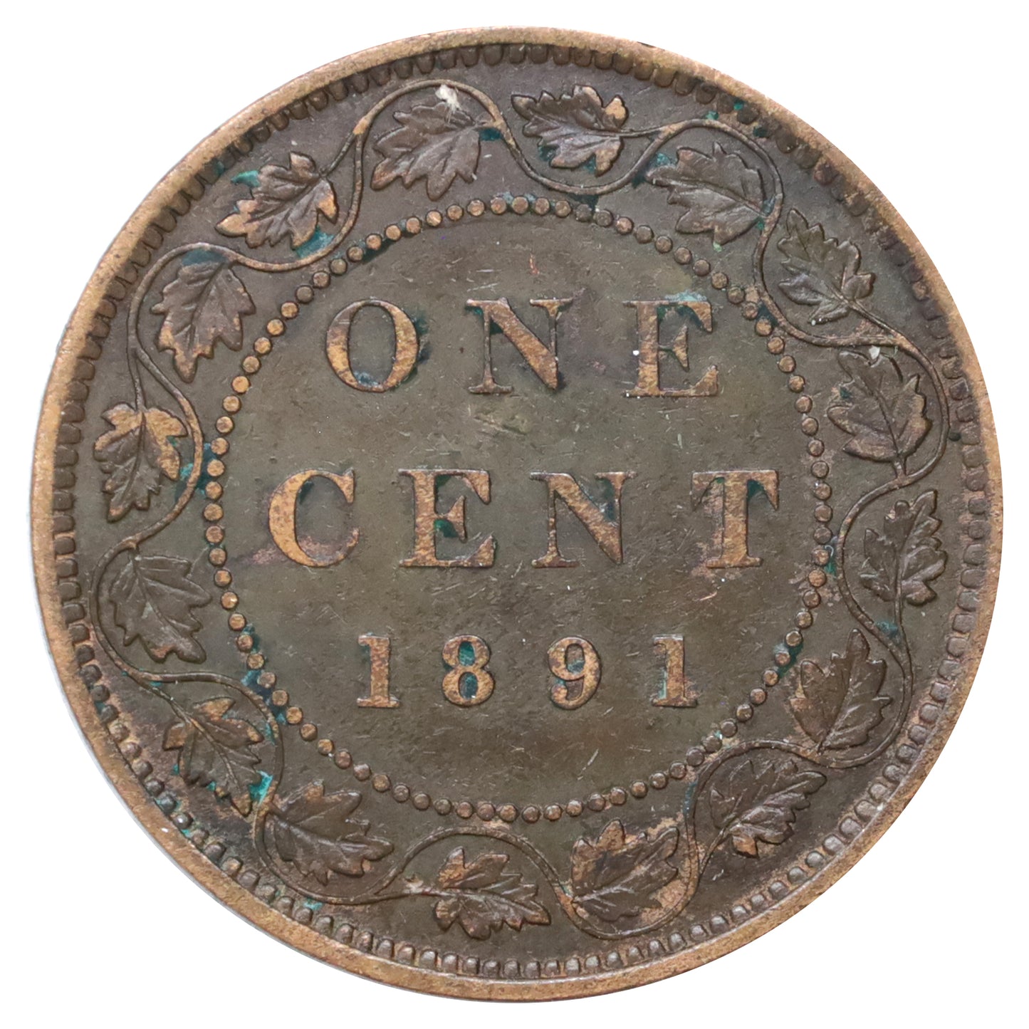 1891 SDSL Obv. 3 Canada 1-cent VF-EF (VF30) Scratched, marks, or impaired