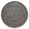 1891 SDSL Obv. 3 Canada 1-cent F-VF (F15) Scratched, marks, or impaired