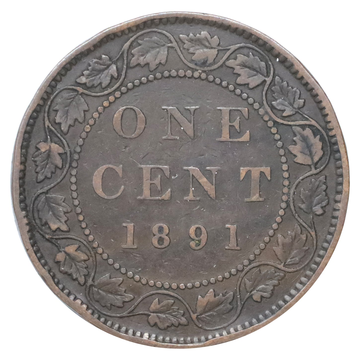 1891 SDSL Obv. 3 Canada 1-cent F-VF (F15) Scratched, marks, or impaired