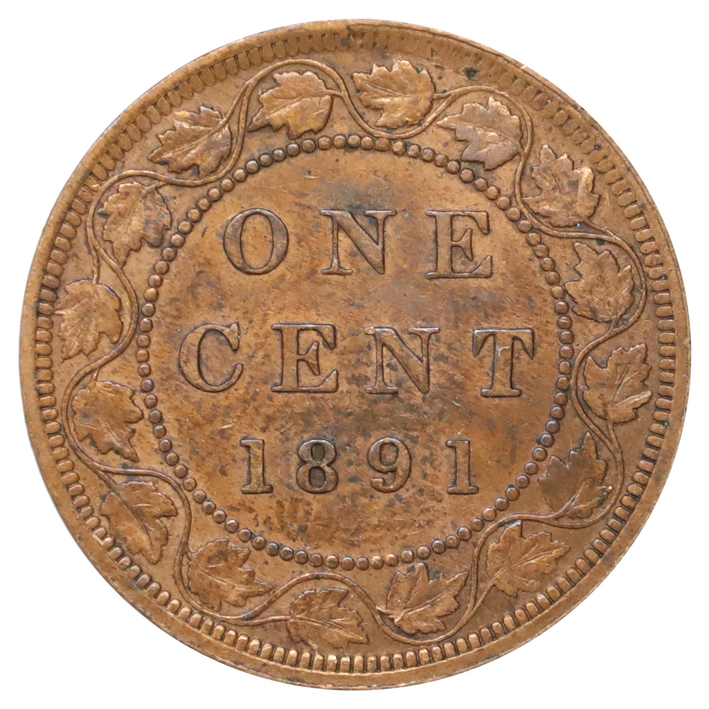 1891 LDLL Obv. 3 Canada 1-cent VF-EF (VF30) Scratched, marks, or impaired