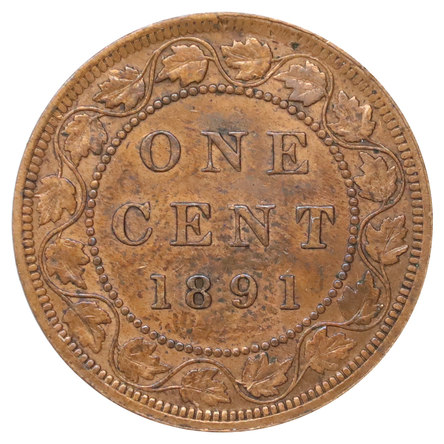 1891 LDLL Obv. 3 Canada 1-cent VF-EF (VF30) Scratched, marks, or impaired