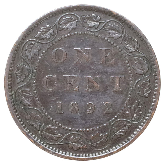 1892 Obv. 2 Canada 1-cent Very Fine (VF20) Scratched, marks, or impaired