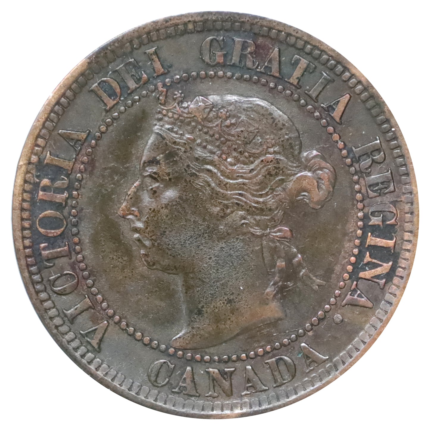 1892 Obv. 3 Canada 1-cent VF-EF (VF30) Scratched, marks, or impaired