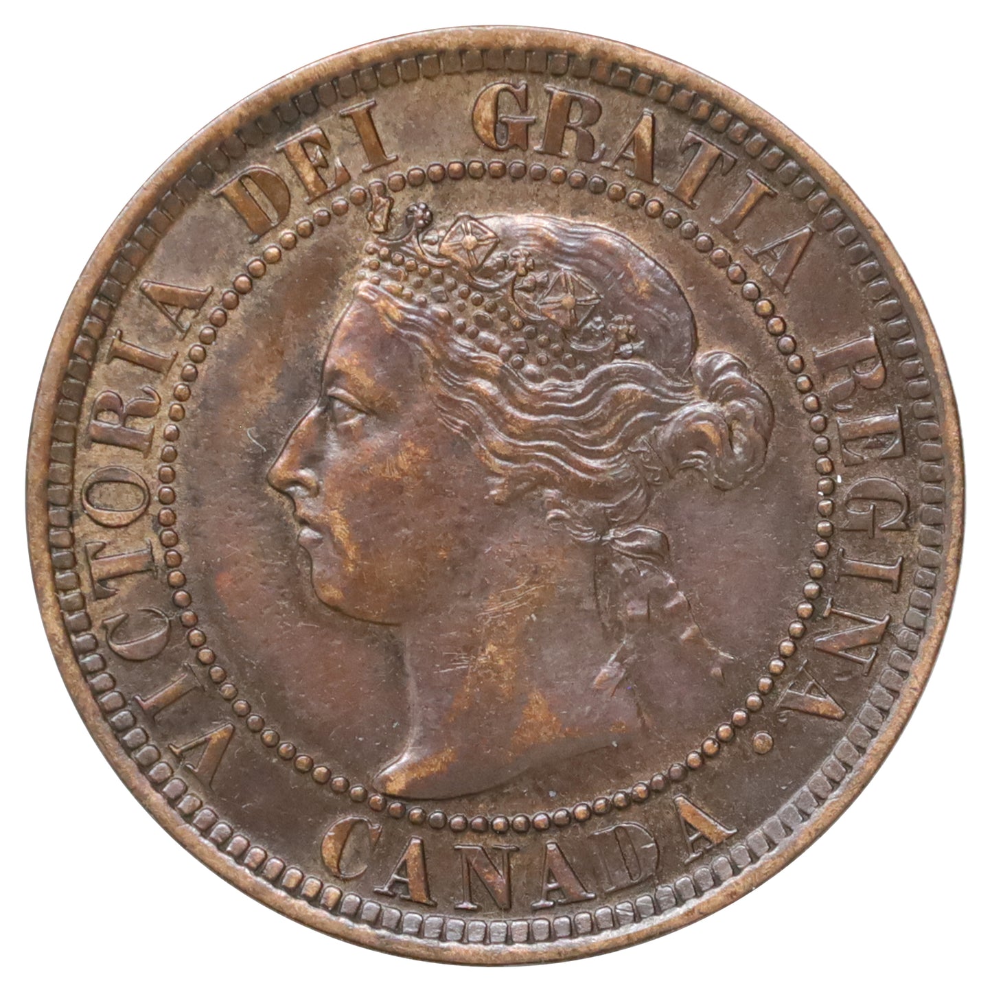1892 Obv. 4 Canada 1-cent EF-AU (EF45) Scratched, marks, or impaired