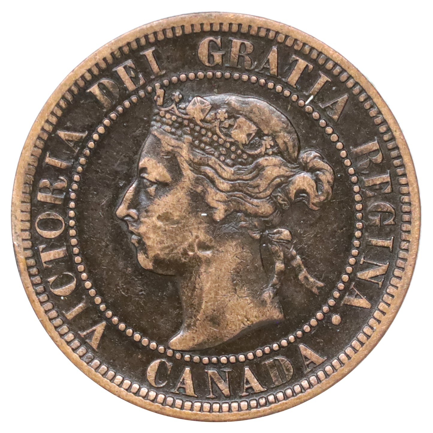 1892 Obv. 4 Canada 1-cent Very Fine (VF20) Scratched, marks, or impaired