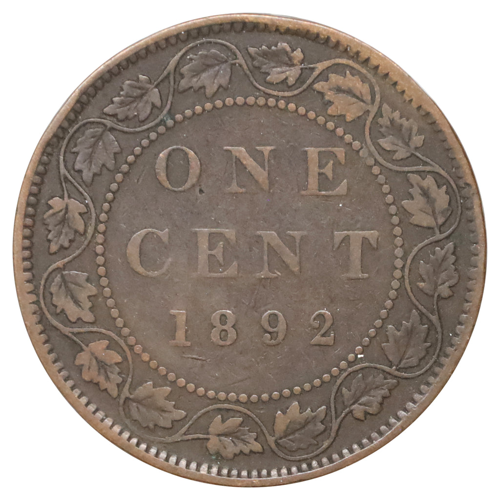 1892 Obv. 4 Canada 1-cent Fine (F12) Scratched, marks, or impaired