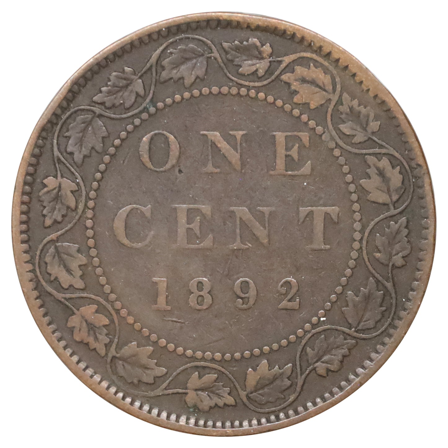 1892 Obv. 4 Canada 1-cent Fine (F12) Scratched, marks, or impaired