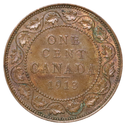 1913 Canada 1-cent Almost Uncirculated (AU50) Scratched, marks, or impaired