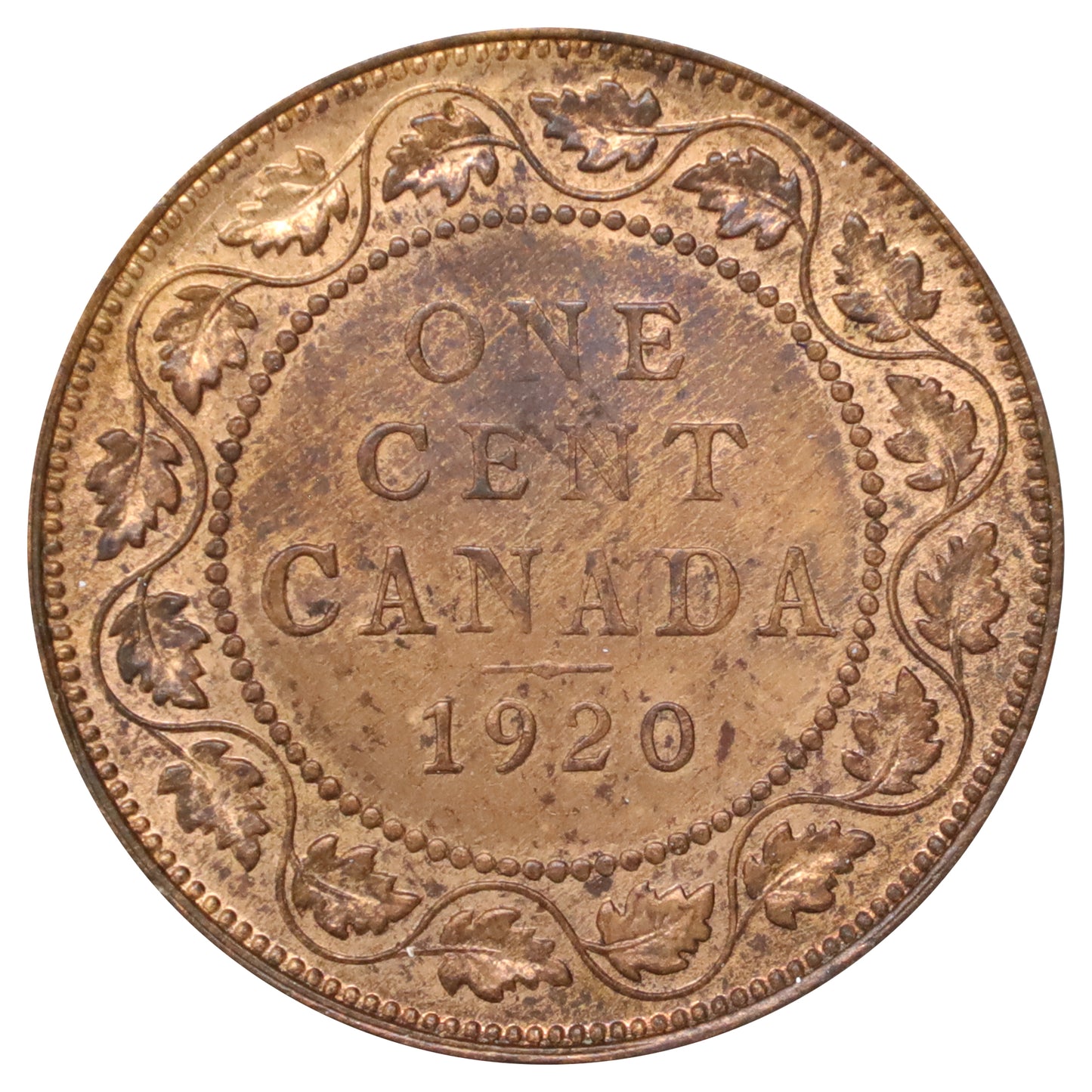 1920 Canada Large 1-cent AU-UNC (AU55) Scratched, marks, or impaired