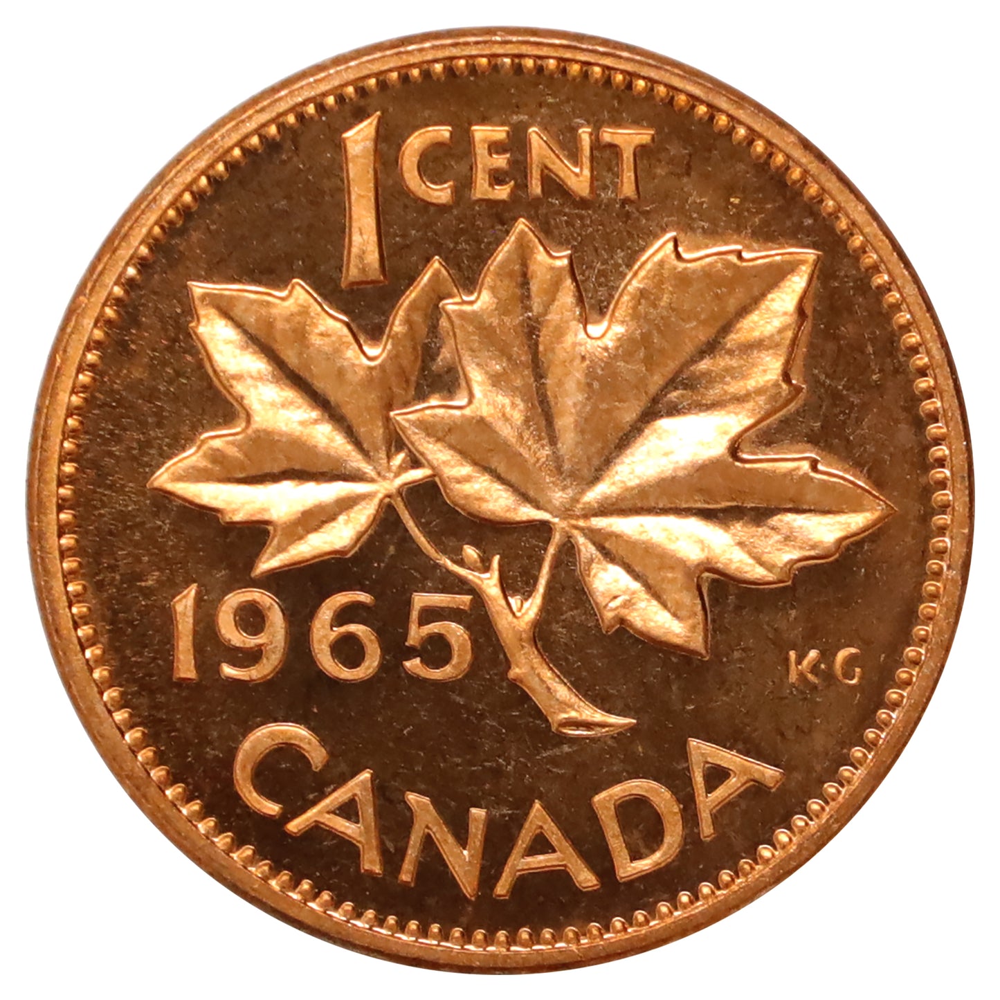 ERROR 1965 Canada 1-cent (Rotated Die 22.5 Degrees) Proof Like