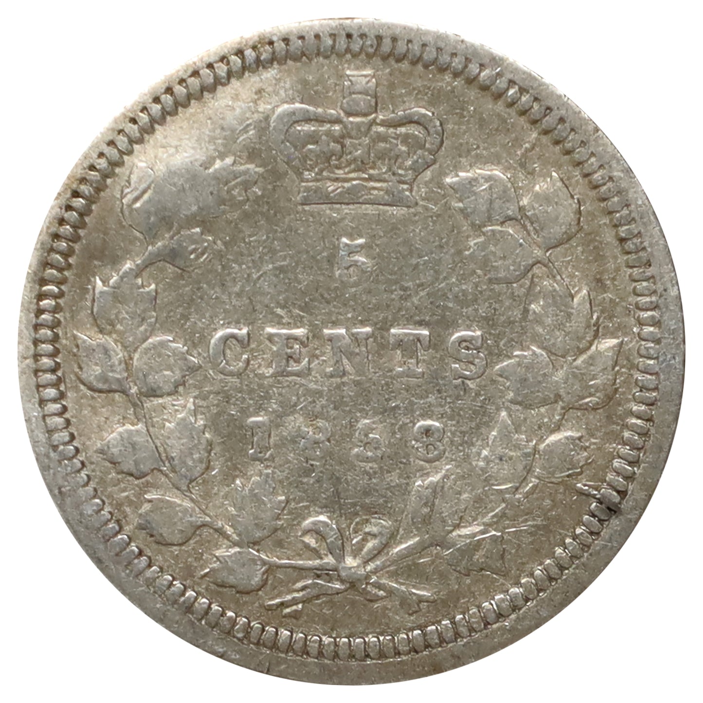 1858 Small Date Canada 5-cents G-VG (G6) Scratched, marks, or impaired