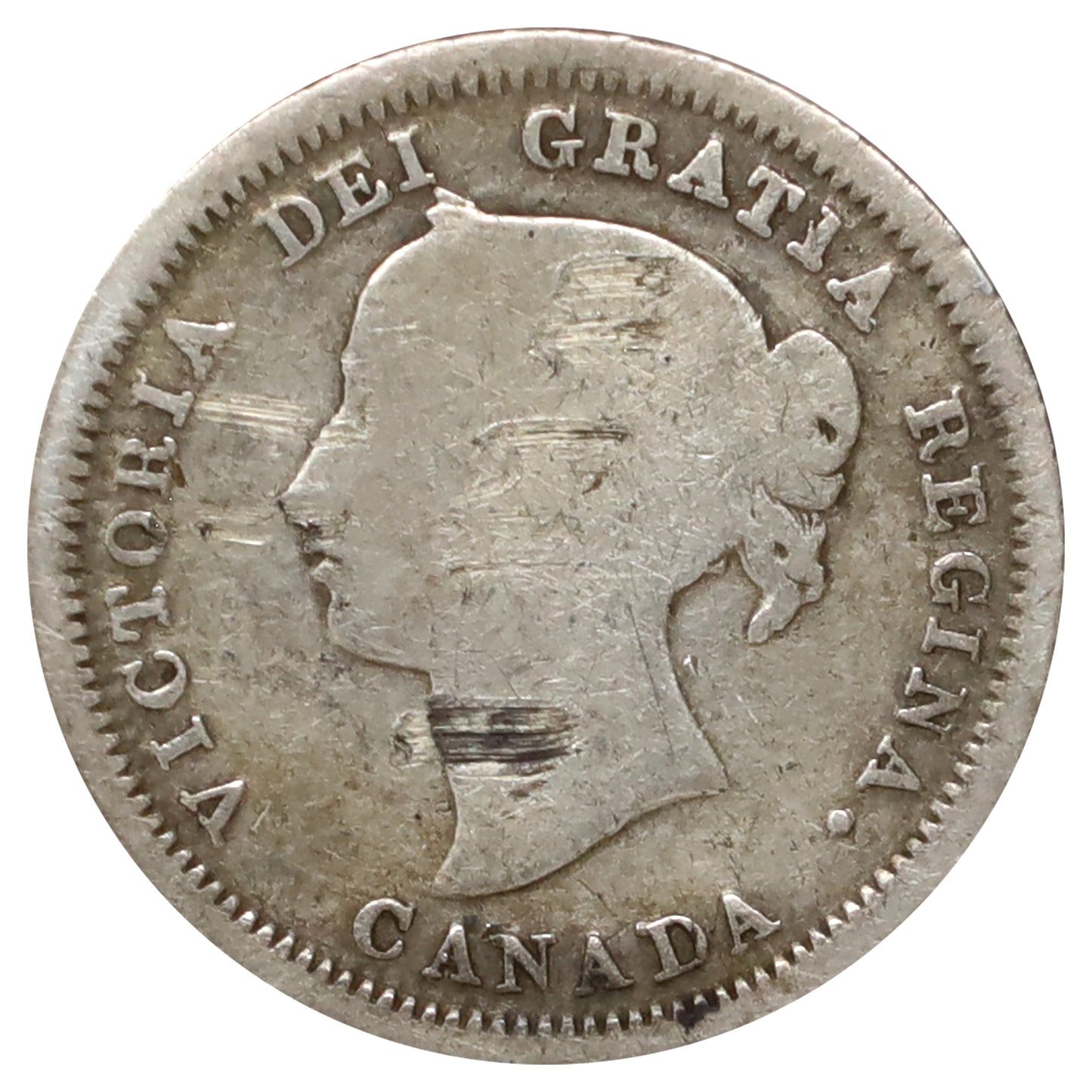 1858 Large Date Canada 5-cents Good (G4) Scratched, marks, or impaired