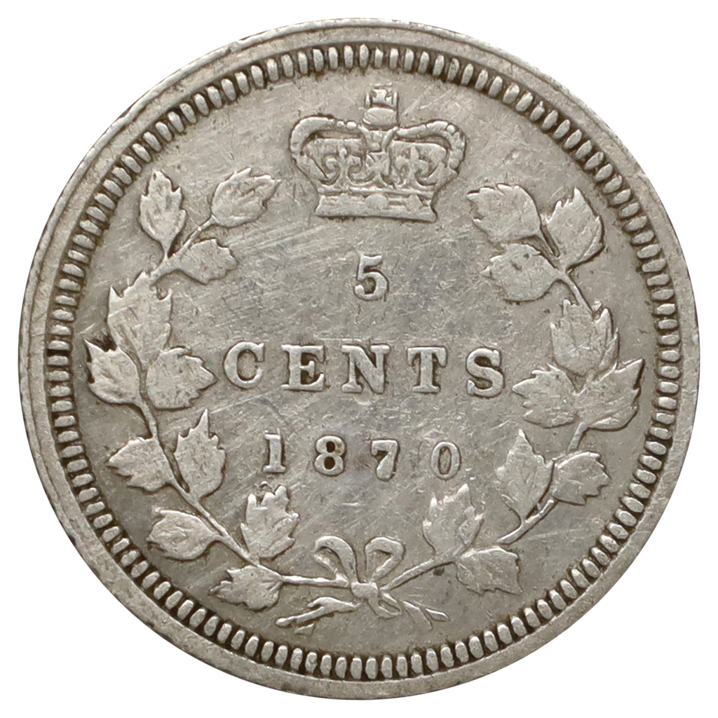 1870 Wide Rim Canada 5-cents Extra Fine (EF40) Scratched, marks, or impaired