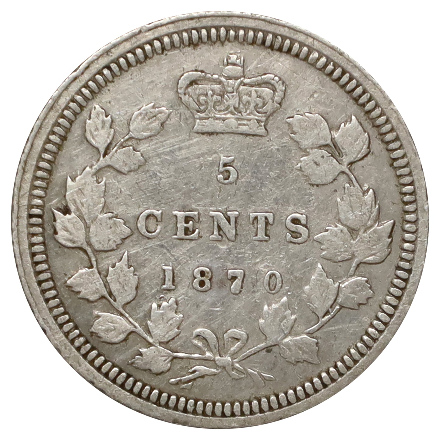 1870 Wide Rim Canada 5-cents Extra Fine (EF40) Scratched, marks, or impaired