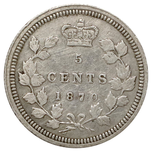 1870 Wide Rim Canada 5-cents Extra Fine (EF40) Scratched, marks, or impaired