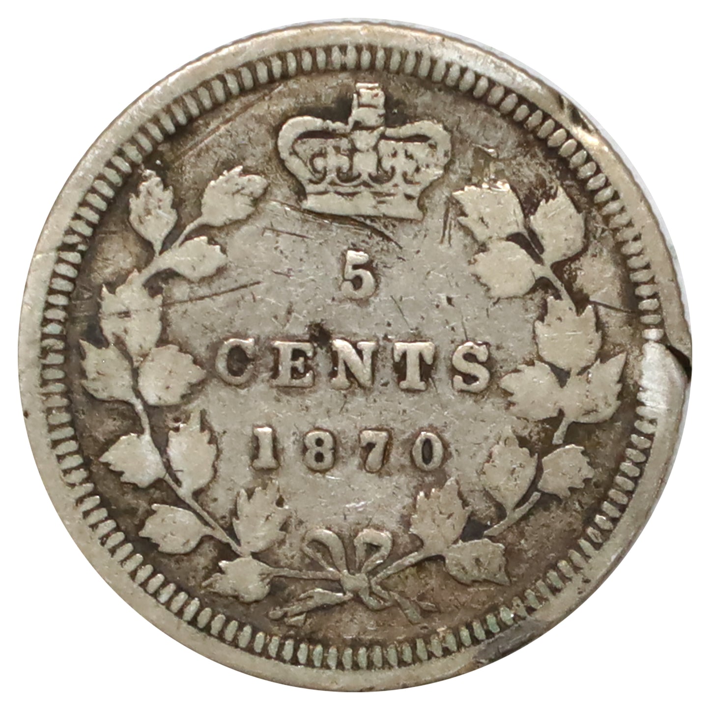 1870 Wide Rim Canada 5-cents G-VG (G6) Scratched, marks, or impaired