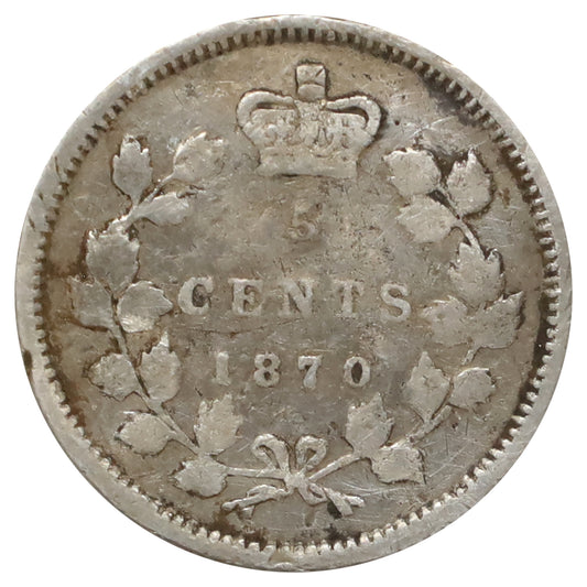 1870 Narrow Rim Canada 5-cents Very Good (VG8) Scratched, marks, or impaired