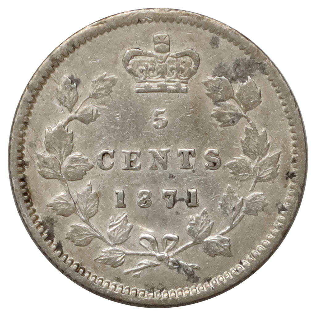 1871 Canada 5-cents VF-EF (VF30) Scratched, marks, or impaired