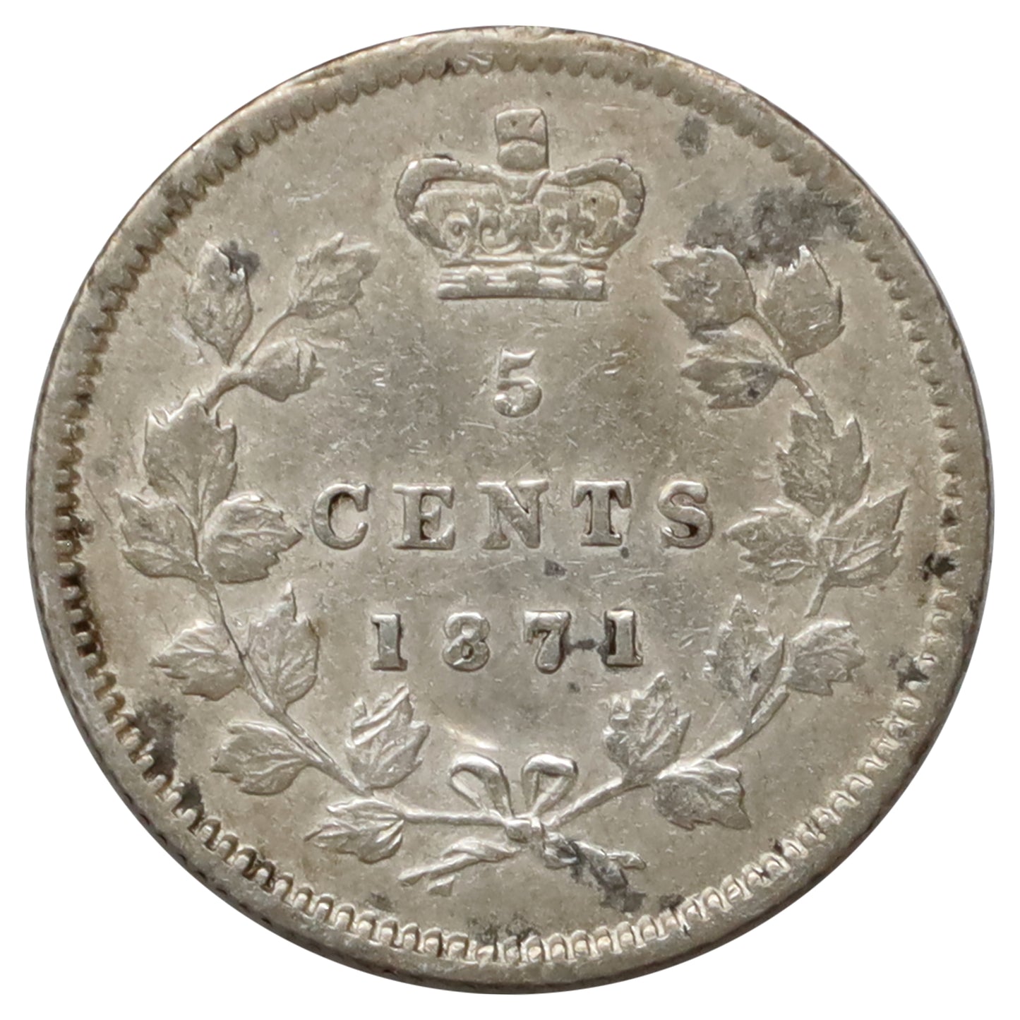 1871 Canada 5-cents VF-EF (VF30) Scratched, marks, or impaired