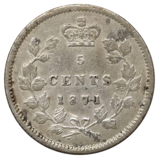 1871 Canada 5-cents VF-EF (VF30) Scratched, marks, or impaired