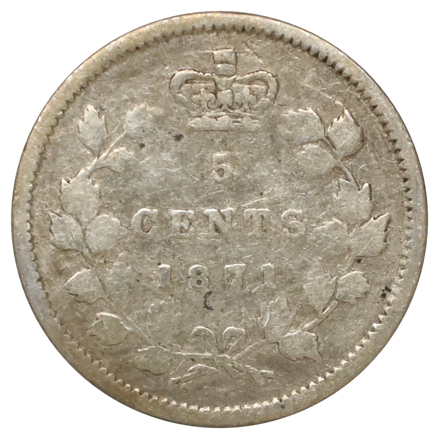 1871 Canada 5-cents VG-F (VG10) Scratched, marks, or impaired