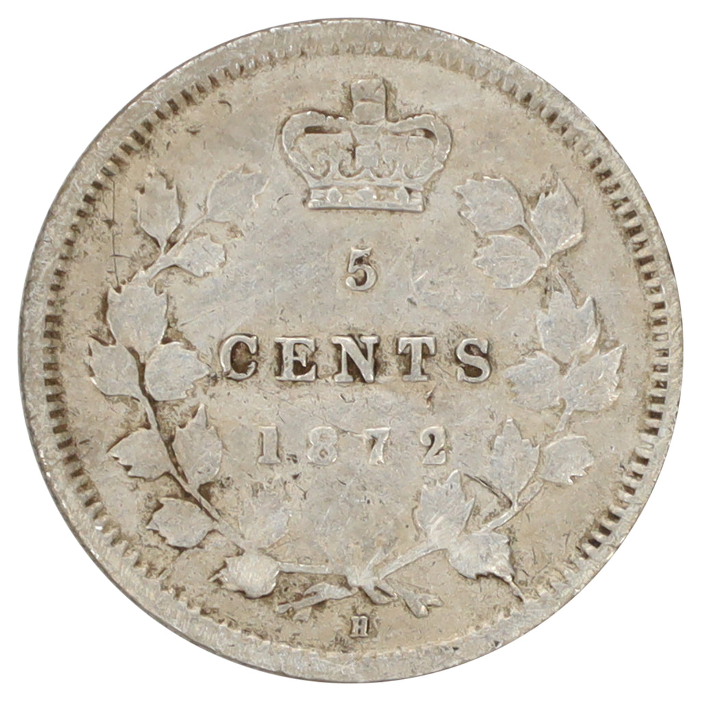 1872H Canada 5-cents F-VF (F15) Scratched, marks, or impaired