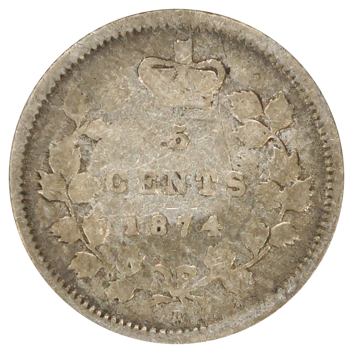 1874H Plain 4 Canada 5-cents Good (G4) Scratched, marks, or impaired